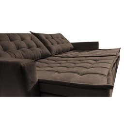 Sofá sem Caixa Retrátil Baú 2,00m Cama Inbox Secret Suede Velusoft Café - 5