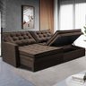 Sofá sem Caixa Retrátil Baú 2,00m Cama Inbox Secret Suede Velusoft Café - 1