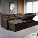 Ver imagem 1 de Sofá sem Caixa Retrátil Baú 2,00m Cama Inbox Secret Suede Velusoft Café