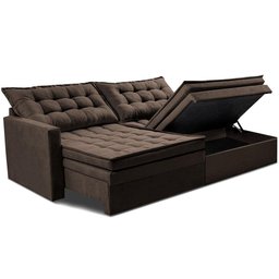 Sofá sem Caixa Retrátil Baú 2,00m Cama Inbox Secret Suede Velusoft Café - 8