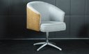 Ver imagem 4 de Poltrona Julia Giratoria Base Aluminio - Nobly Decor Cinza/Couro Marrom