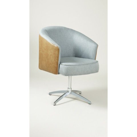 Poltrona Julia Giratoria Base Aluminio - Nobly Decor Cinza/Couro Marrom