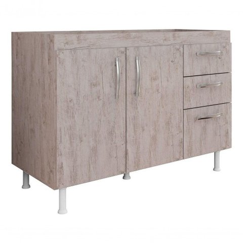 Balcão Gabinete de Pia sem Tampo 120cm Nathan 2 Portas Rústico - Ssx Multicoisas Cor Marrom