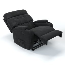 Poltrona do Papai Reclinável em Suede Cor Preto Reclinação Manual - Modelo Florença - 6