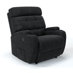 Poltrona do Papai Reclinável em Suede Cor Preto Reclinação Manual - Modelo Florença - 1