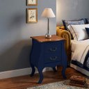 Ver imagem 2 de Mesa de Cabeceira Bombê Linz 2 Gavetas 65 X 50 X 40 Cm (a X L X P) - Cor Azul Petróleo/imbuia Glazer