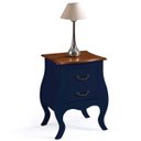 Ver imagem 1 de Mesa de Cabeceira Bombê Linz 2 Gavetas 65 X 50 X 40 Cm (a X L X P) - Cor Azul Petróleo/imbuia Glazer