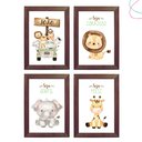 Ver imagem 1 de Kit 4 Quadros Decorativos Safari Baby Aquarela Moldura Vidro:tabaco