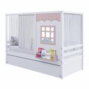 Ver imagem 2 de Bicama Casinha Reta com Cortina Madeira Maciça Branco/ Rosa Housin