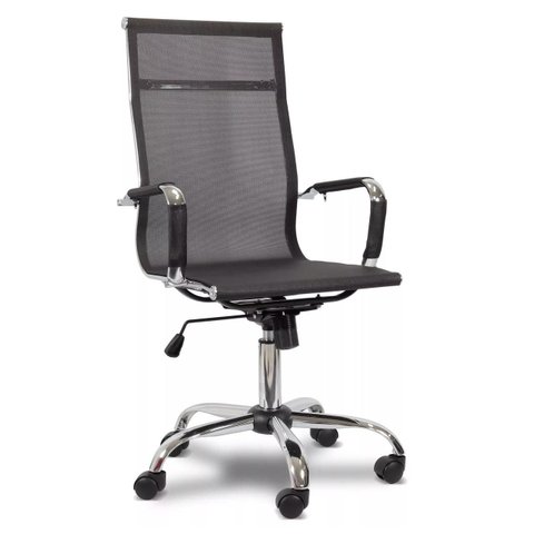 Cadeira Presidente Tela Charles Eames Esteirinha - Cor Preto - Pollo Móveis - 32878
