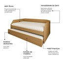 Ver imagem 2 de Sofá Cama Solteiro Duo com Cama Auxiliar em Mdf Reforçado 15mm Amendoa