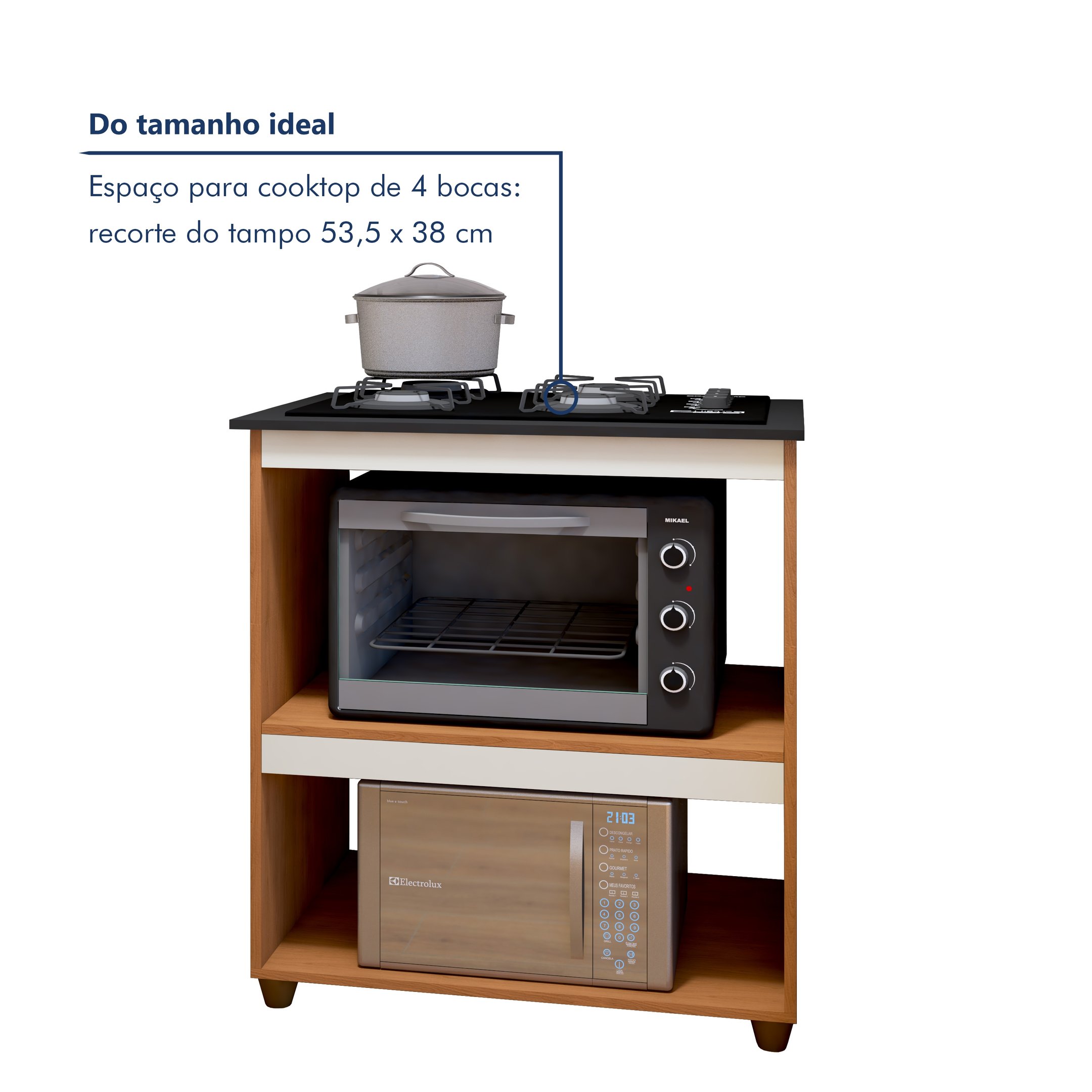 Balcão para Cooktop 4 Bocas 2 Nichos para Forno Turim  - 4