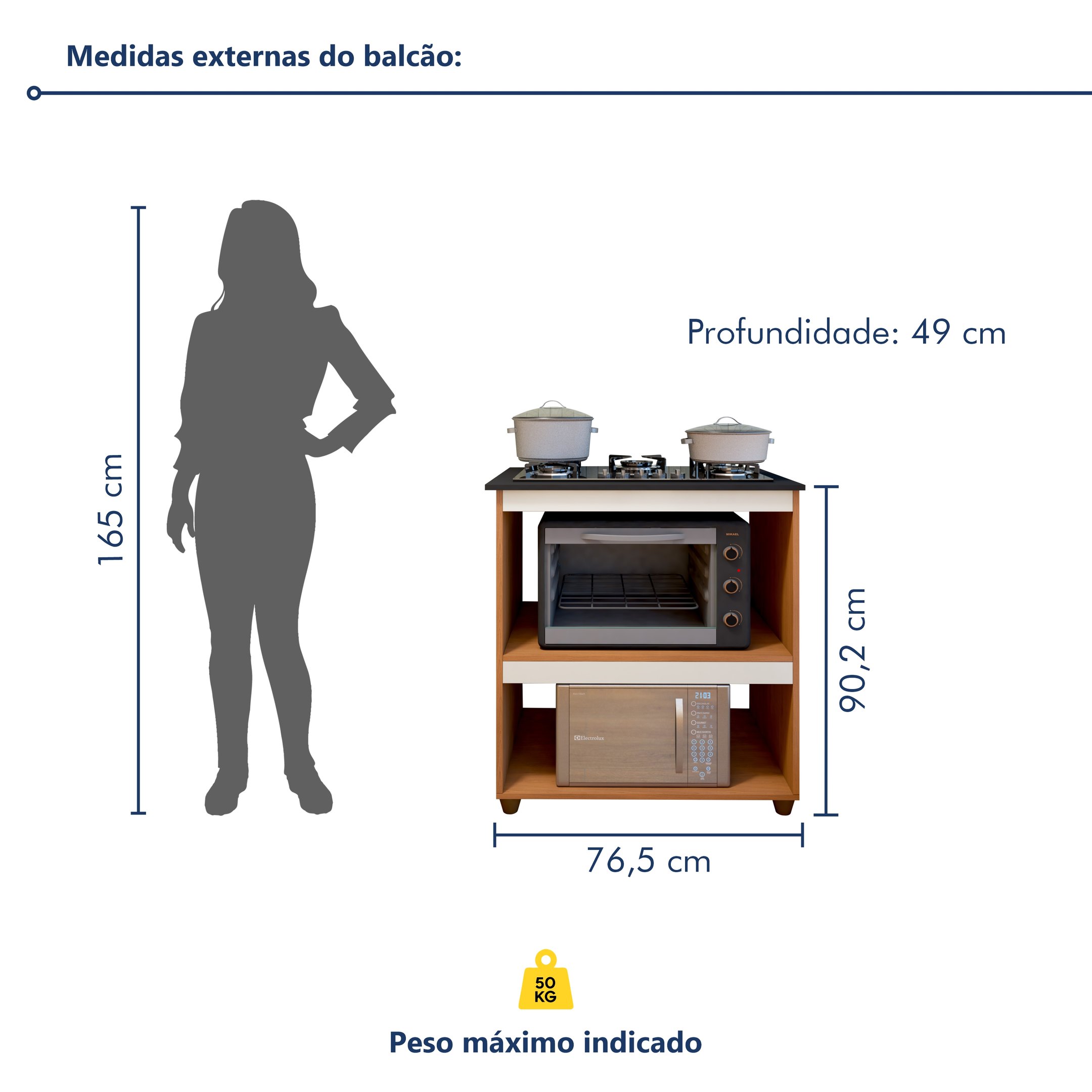 Balcão para Cooktop 4 Bocas 2 Nichos para Forno Turim  - 6