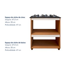 Balcão para Cooktop 5 Bocas 2 Nichos para Forno Turim - 4