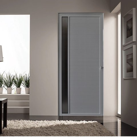 Porta de Alumínio Lambril 210x80cm com Visor Hale Esquadrias Abertura Direita