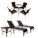 Ver imagem 1 de Jogo de 4 Cadeiras e Mesa em Alumínio com 2 Espreguiçadeiras com Regulagem - Preto