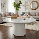 Ver imagem 1 de Mesa de Centro Base Cone Laqueada Redonda MDF Madeira 70cm Off White