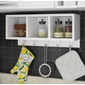 Nicho Organizador Mdf Branco 53,5x25x20,5cm com Cabideiros - 3