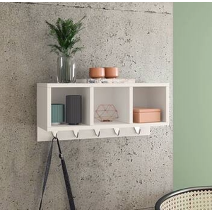 Nicho Organizador Mdf Branco 53,5x25x20,5cm com Cabideiros