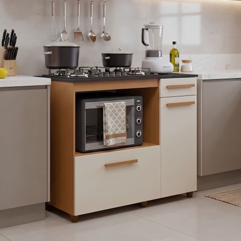 Balcão para Cooktop 2 Portas 1 Gaveta Violeta