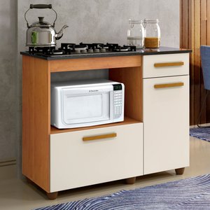 Balcão para Cooktop 2 Portas 1 Gaveta Violeta 