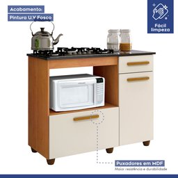 Balcão de Cozinha para Cooktop 2 Portas 1 Gaveta 1 Nicho para Forno - 5