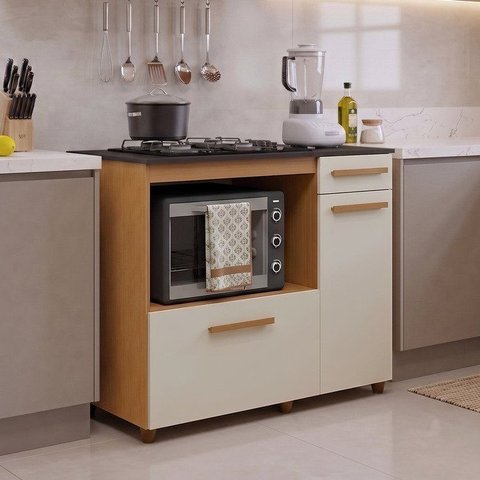 Balcão de Cozinha para Cooktop 2 Portas 1 Gaveta 1 Nicho para Forno Violeta