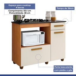 Balcão de Cozinha para Cooktop 2 Portas 1 Gaveta 1 Nicho para Forno - 7