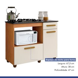 Balcão de Cozinha para Cooktop 2 Portas 1 Gaveta 1 Nicho para Forno - 4