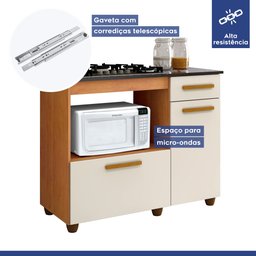 Balcão de Cozinha para Cooktop 2 Portas 1 Gaveta 1 Nicho para Forno - 6