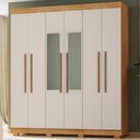 Ver imagem 2 de Guarda Roupa Casal 6 Portas com Espelho 201 cm Porto Bello Cedro Areia Rudk