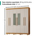 Ver imagem 3 de Guarda Roupa Casal 6 Portas com Espelho 201 cm Porto Bello Cedro Areia Rudk