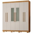 Ver imagem 1 de Guarda Roupa Casal 6 Portas com Espelho 201 cm Porto Bello Cedro Areia Rudk