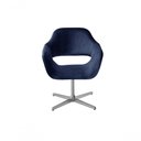 Ver imagem 1 de Poltrona Zara Giratória Base Metal Veludo Azul 210 Bella Decor