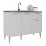 Balcão de Cozinha Gabinete Pia 105cm 3 Portas 1 Gaveta Siena Multimóveis Mp2190 Branco - 2