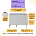 Ver imagem 3 de Balcão de Cozinha Gabinete Pia 105cm 3 Portas 1 Gaveta Siena Multimóveis Mp2190 Branco