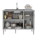 Ver imagem 5 de Balcão de Cozinha Gabinete Pia 105cm 3 Portas 1 Gaveta Siena Multimóveis Mp2190 Branco