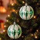 Ver imagem 4 de Enfeite Natalino Bola de Natal Decorativa com Brilho Verde Kit 12 Bolas 8cm