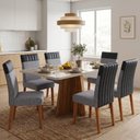 Ver imagem 2 de Conjunto Sala de Jantar Mesa 1,60m com Vidro Anjos 6 Cadeiras Montreal Viero