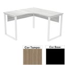 Ver imagem 1 de Mesa de Escritório em L Pé Tubular Pe25 em MDP 155 x 155 x 60cm Cor Noce Naturalle e Base Preta
