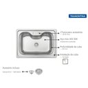 Ver imagem 5 de Cuba Pia Cozinha Tramontina 69x49cm Inox Escovado Morgana 60 Fx Undermount com Válvula