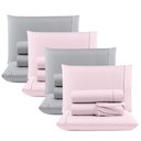 Ver imagem 1 de Kit C/ 4 Jogos Cama Lençol Unique Casal Padrão Micro Percal 400 Fios Ponto Palito 4 Peças - Rosa + C