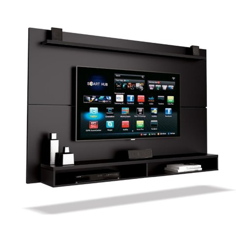 Painel Para Tv Até 65" Com Prateleira 1,80M Max Preto Preto