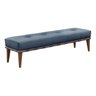 Recamier Puff Decorativo Madeira Maciça Luxo Linho Azul - 1