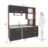 Cozinha Compacta Completa Sevilha 165Cm Balcão Pia Nicho MDP Teka Grafite - ClickLar - 4
