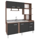 Ver imagem 1 de Cozinha Compacta Completa Sevilha 165Cm Balcão Pia Nicho MDP Teka Grafite - ClickLar