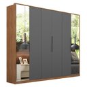 Ver imagem 1 de Guarda Roupa Casal Atrice 6 Portas Amêndola Touch/grafito com 2 Espelhos - Demartêz