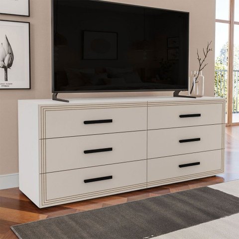 Cômoda Valência 6 Gavetas Branco/creme - Politorno