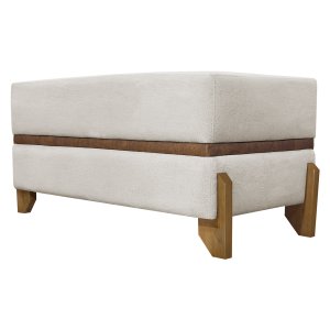 Puff Recamier Kodama para Cama de Solteiro 100cm Bouclé Cores Pé Castanho