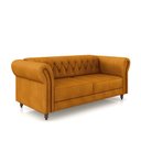 Ver imagem 2 de Sofá Living Sala de Estar Stanford Chesterfield 2 Lugares 200cm Pés de Madeira Couro Mel G58 - Gran